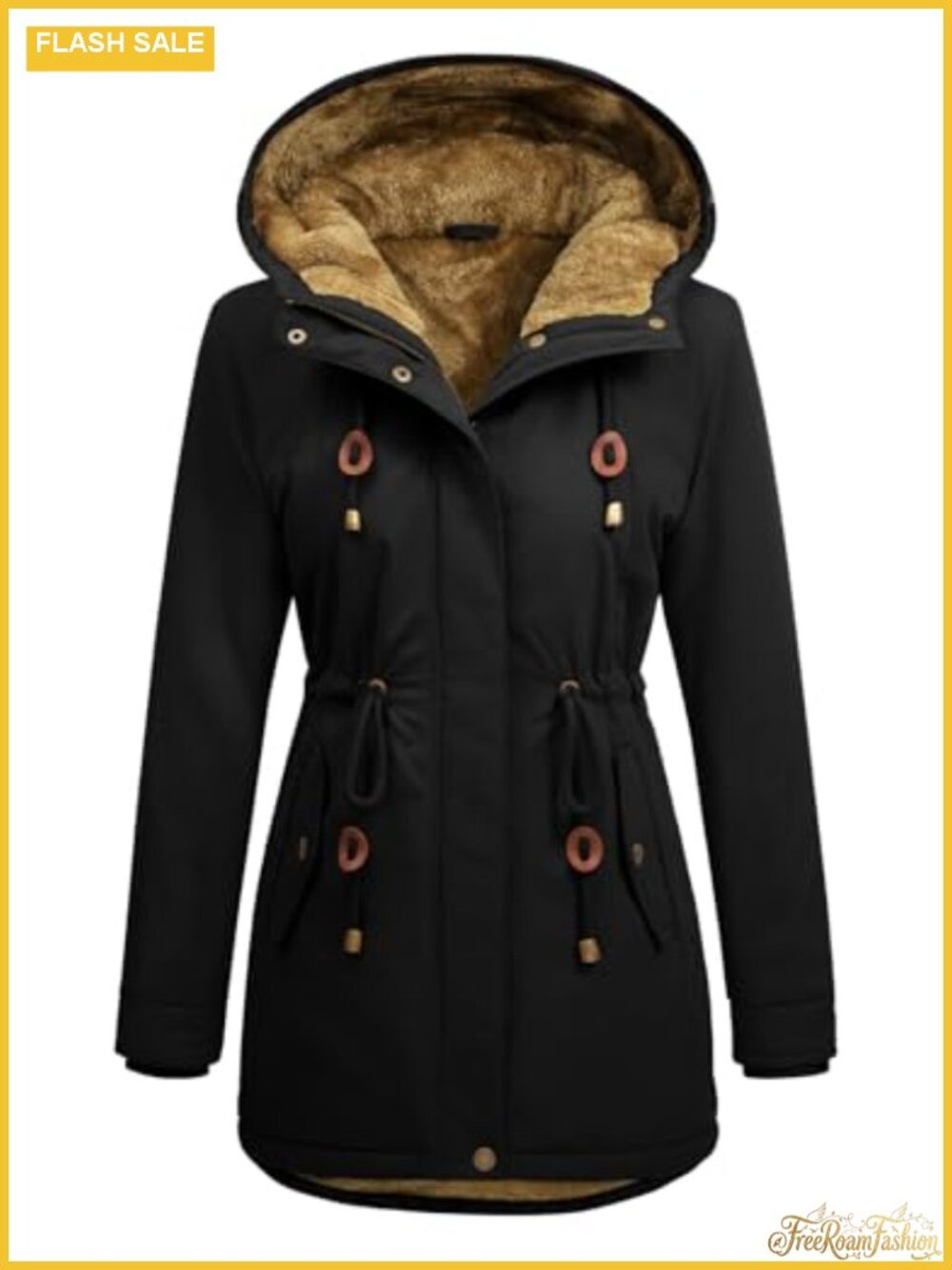 Women's Thick Fleece Lined Parka Jacket Hooded Winter Coat